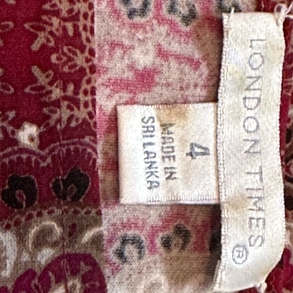 LOFT Paisley Shift Dress Burgundy Pink Size 4 | 3/4 Sleeve - Picture 7 of 8